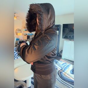 Vintage Miss Sixty Black Bomber Jacket with Fur